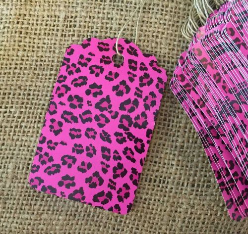 ~Large Boutique elegance pink leopard strung price pricing tags 500 pcs~