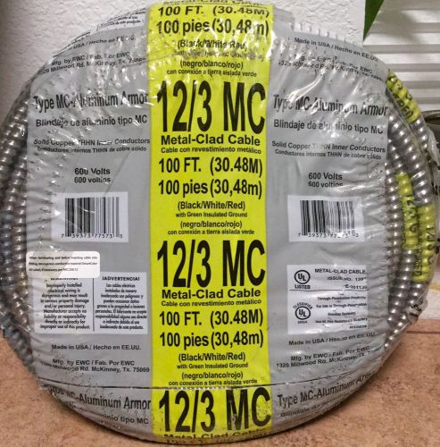 Ewc 100-ft. 12/3 aluminum mc metal-clad cable for sale