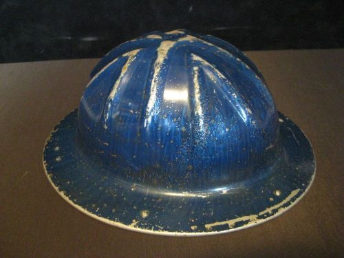 Vtg bf mcdonald co. hard hat w/ liner  / los angeles / blue for sale