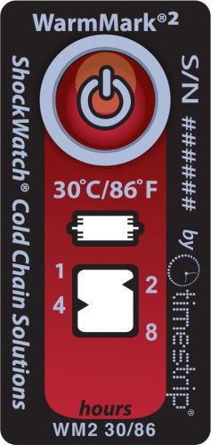 ShockWatch WarmMark2 Temperature Indicator 30C/86F - 100qty