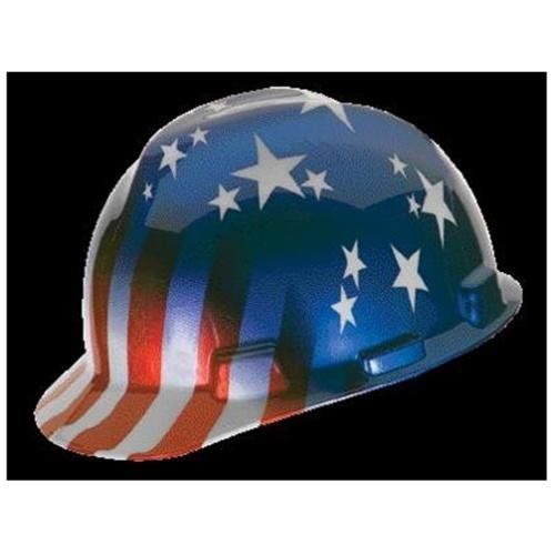 NEW MSA PATRIOT HARD HAT WITH RATCHET RED/WHITE/BLUE WITH STARS STMSA10052945