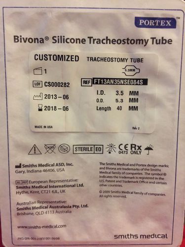 Bivona Tracheostomy Tube Size 3.5 Length 40mm