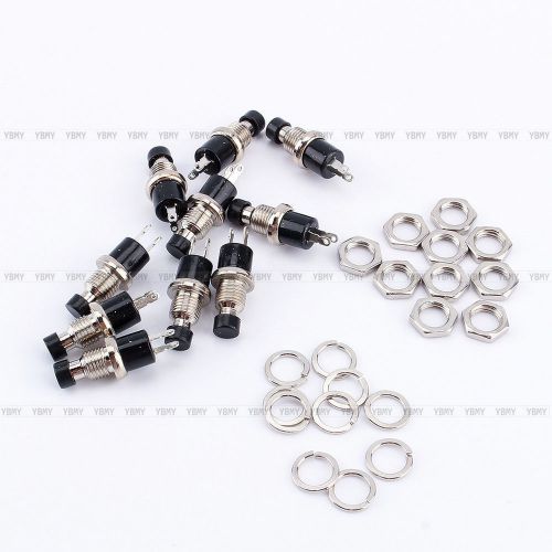 High quality 10pcs mini momentary on/off lockless push button switch black 2pins for sale