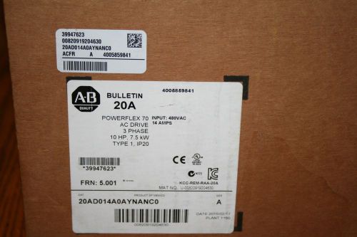 Allen-Bradley Powerflex 70 10hp 20AD014A0AYNANC0 NIB Sealed
