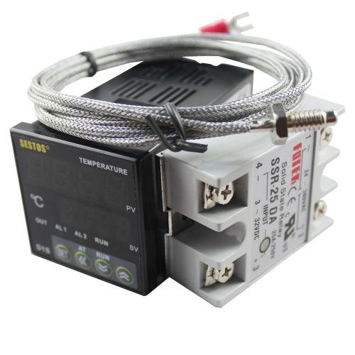 New d1s-vr-220 digital pid temperature controller w/ 25a ssr and k thermocouple for sale
