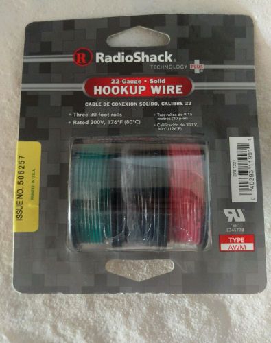 RadioShack 3-30ft 22 Gauge Solid Hook-Up Wire green/black/red