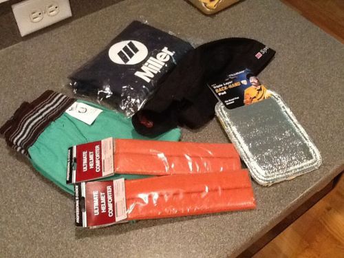 Lot of 6 new welding supplies,back pad, sweat bands, sleeves, etc.... for sale