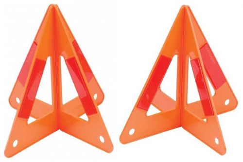 New Set Of 2 3D Orange Emergency Roadside Reflective Hazard Warning Triangles fu