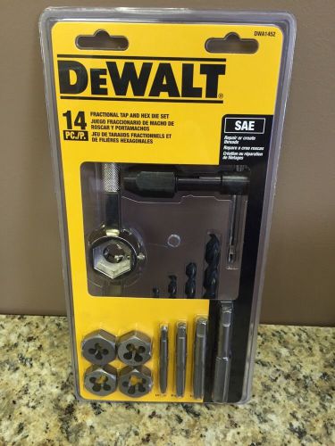 DEWALT DWA1452 Fractional Tap and Hex Die Set (14-Piece) SAE  **NEW in Package**