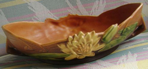 USA Pottery Roseville Console Bowl 1940 Water Lily Vintage 443-12&#034;
