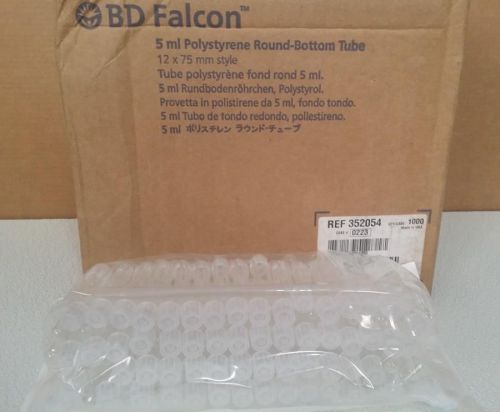 New bd falcon 352054 5ml test tubes 12x75 mm 1000/case for sale