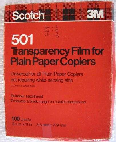 RARE 3M SCOTCH COLORED Transparency Film For Copiers 43 sheets Model 501