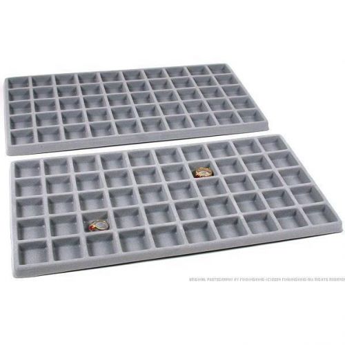 2 Gray Flocked 50 Compartment Display Tray Inserts