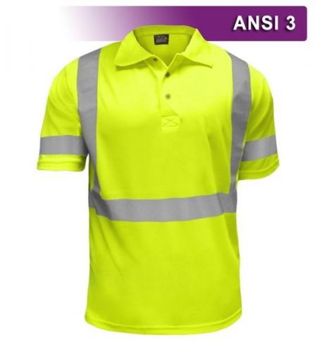 Reflective Apparel Safety Polo Shirt Short Sleeve Hi Viz Work ANSI 3 VEA-304-ST