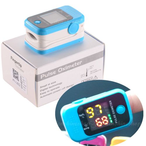 Bid ce finger pulse oximeter blood oxygen saturation spo2 pr color lcd blue for sale