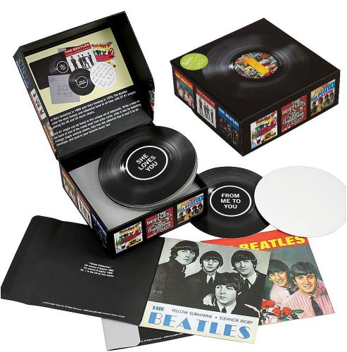 NEW (Set/2) Beatles Hit Singles Record Shaped Notecard Set Album Cover Envelopes
