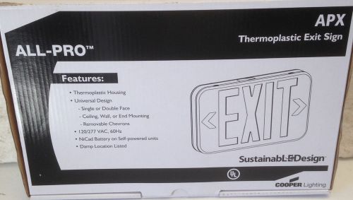 COOPER ALL-PRO Thermoplastic Exit Sign APX7R - NEW IN BOX