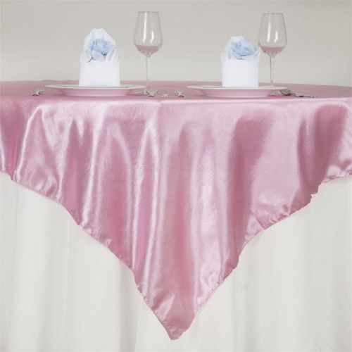 72&#034; x 72&#034; PINK Adoringly Adorned Satin Lily Tablecloth Overlays