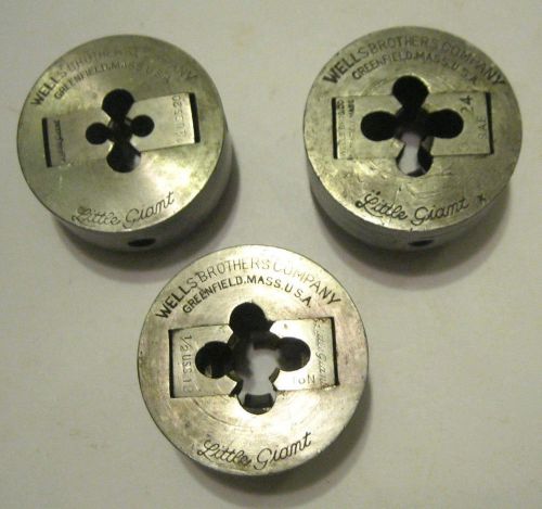 Vtg 1/4&#034; 3/8&#034; 1/2&#034; WELLS BROTHERS GREENFIELD Little Giant 2&#034; THREADING DIES LOT