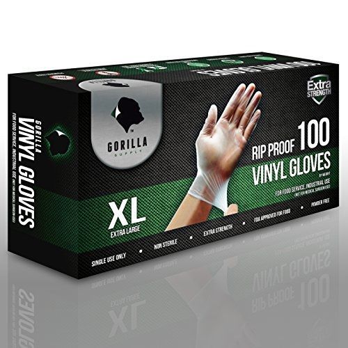 1000 Synthetic Vinyl Gloves Extra Large XL Case Powder Free, (100 of 10) Latex