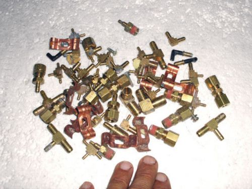ONE POUND OF MISC BRASS FITTINGS - elbows , tees , connecters