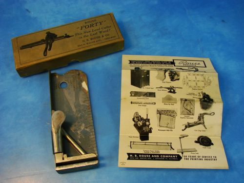 Vtg hb rouse 22 pica composing stick type setting letterpress lead cutter w/ box for sale