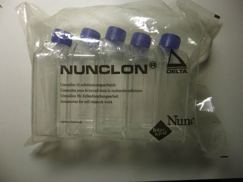 NEW NUNCLON Delta 200ml BOTTLES x5 WITH CAPS InterMed for Cell Research Work