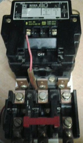 SQUARE D 8536SE01S NEMA SIZE 3 STARTER 120VAC COIL 8536 SE01S