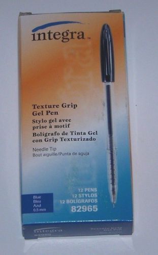Integra 39060 Gel Stick Pen, Rubber Grip, 0.7mm, 1 Dozen, Blue Ink