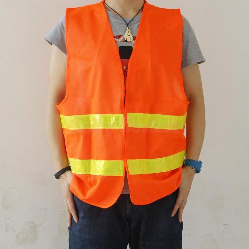 High visibility safety waistcoat vest reflective strips night work orange for sale