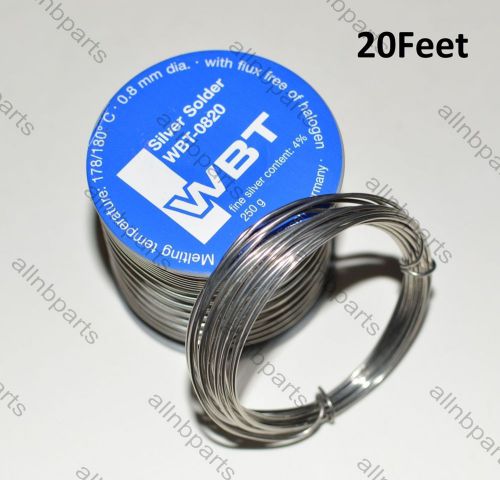 20 Feet WBT 4% Silver Solder Wire WBT-0820 High Grade 0.8mm Diameter Germany