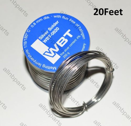 20 Feet WBT 4% Silver Solder Wire WBT-0820 High Grade 0.8mm Diameter Germany