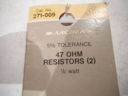 Radio shack 271-009, 47-ohm resistor  1/2  watt 5% tolerance–package of 2 for sale