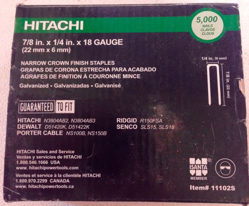 Hitachi 11103S 18 Gauge 1/4&#034; X 1&#034; Steel Collated Finish Staples 5000 Ct Open Box