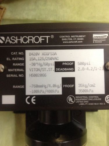 NEW Ashcroft B420V Pressure Switch