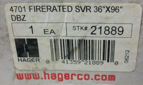 HAGER 4701 FIRE RATED SVR 36&#034; X 96&#034; DBZ DARK BRONZE PANIC BAR (PARTS MISSING)