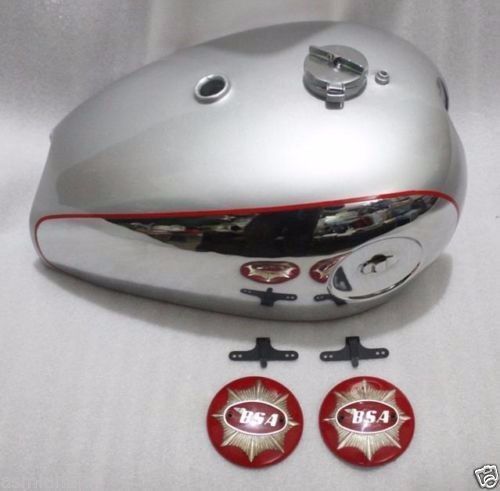 BSA GOLDSTAR DBD32 DBD34 GAS FUEL PETROL TANK CHROMED SILVER PAINTED CAP BADGES