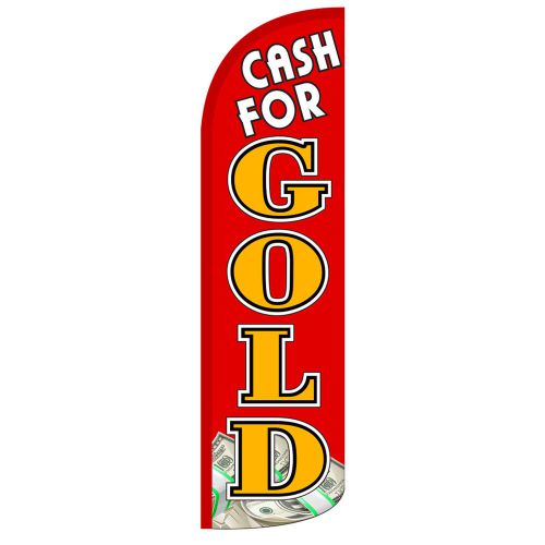 Cash For Gold Windless Swooper Flag Jumbo Full Sleeve Banner/Pole made in USA