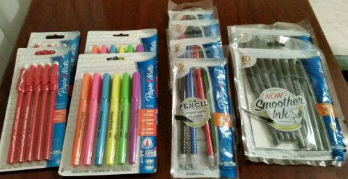 OFFICE SUPPLIES, HIGHLIGHTERS, ERASABLE PENS, BLACK INK PENS, MECHANICAL PENCILS