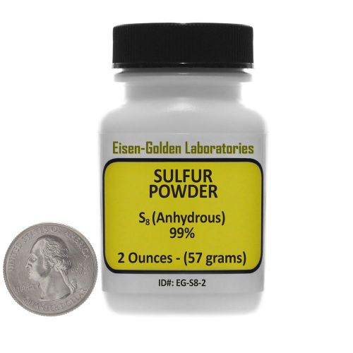 Sulfur Powder [S8] 99% ACS Grade Powder 2 Oz in a Mini Space-Saver Bottle USA