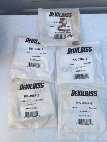5 Genuine Devilbiss 191936 Kk – 4987-2 Factory Sealed Spraygun Repair Kits
