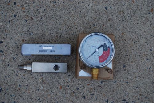 Enerpac gf-813p hydraulic pressure gauge &amp; ga-2 block for rch-202, 302, 603 1/2&#034; for sale