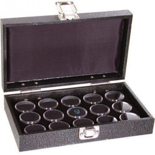 Black Foam 15 Gem Stone Jars Box Travel Tray Display