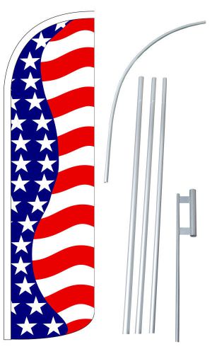 Stars &amp; Stripes Wide Windless Swooper Flag Jumbo Banner Pole/Spike