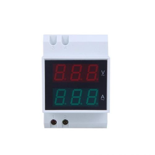 Digital Din-Rail LED Voltage Ammeter Current Meter Voltmeter AC80-300V 0.2-99.9A