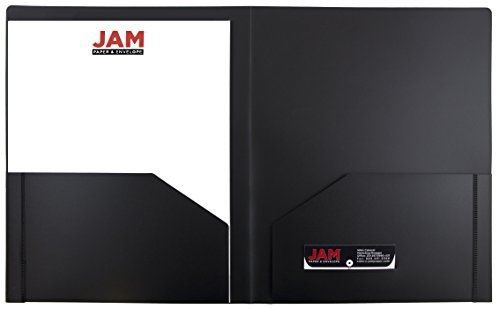 JAM Paper? Heavy Duty Plastic 2-Pocket Presentation Folder - 9&#034; x 12&#034; - Black -