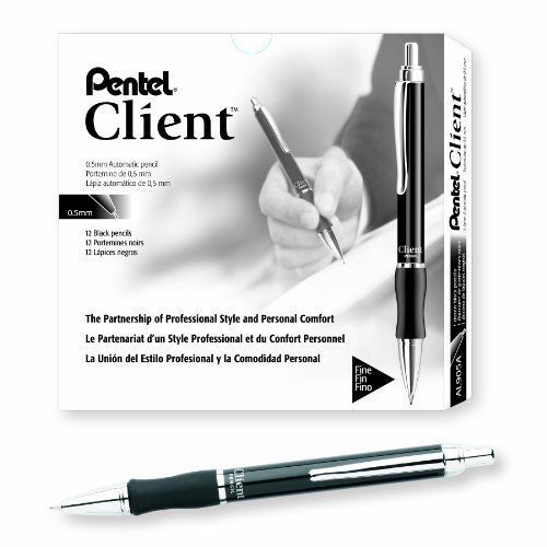 Pentel Client Automatic Pencil, 0.5mm, Black Barrel, Box of 12 (AL905A)
