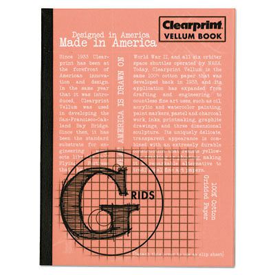 Design Vellum Field Book, Grids, 6 x 8, Clear, 50 Sheets, Sold as 1 Each