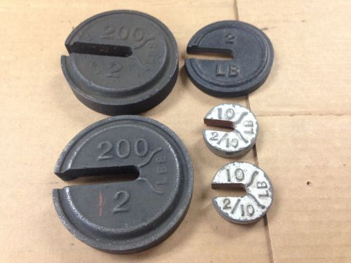 Vintage Cast Iron Scale Calibration Weights 2lb. 1/2lb. 2/10lb. Lot of 5