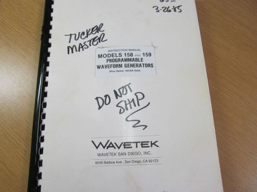 Wavetek 158,159 Progr Waveform Generators (plus opt 159-005) Instr Man Rev 4/84